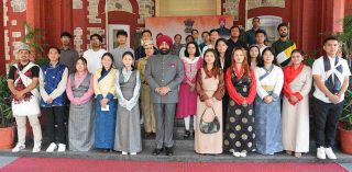 Governor with the students of Sikkim on the occasion of Sikkim State Foundation Day at Raj Bhawan.