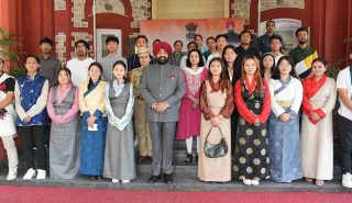 Governor with the students of Sikkim on the occasion of Sikkim State Foundation Day at Raj Bhawan.