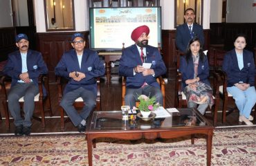 Governor giving information after participating in the curtain raiser program of the Governor's Cup Golf Tournament organized at Raj Bhawan Nainital.