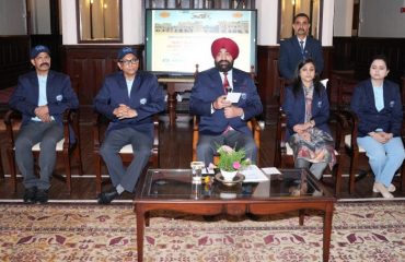 Governor giving information after participating in the curtain raiser program of the Governor's Cup Golf Tournament organized at Raj Bhawan Nainital.