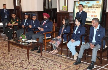 Governor giving information after participating in the curtain raiser program of the Governor's Cup Golf Tournament organized at Raj Bhawan Nainital.