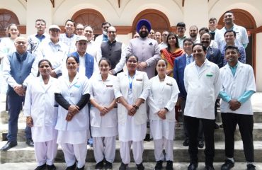 Governor with doctors on the occasion of one-day special medical camp organized at Raj Bhawan Nainital.