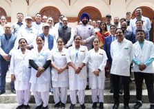 Governor with doctors on the occasion of one-day special medical camp organized at Raj Bhawan Nainital.;?>