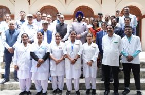 Governor with doctors on the occasion of one-day special medical camp organized at Raj Bhawan Nainital.