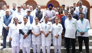 Governor with doctors on the occasion of one-day special medical camp organized at Raj Bhawan Nainital.