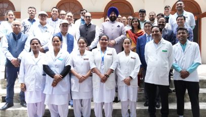 Governor with doctors on the occasion of one-day special medical camp organized at Raj Bhawan Nainital.