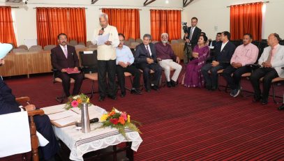 Governor interacting with the Vice Chancellor, Deans and officials of Soban Singh Jeena University, Almora.