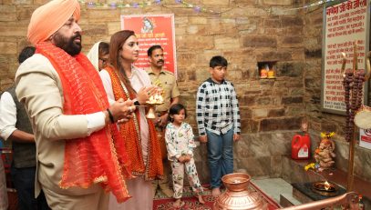 Governor offering prayers after visiting the famous Kasar Devi temple, Almora.