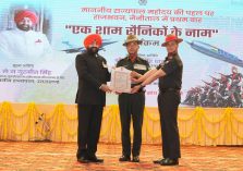 Governor felicitating soldiers at the program 