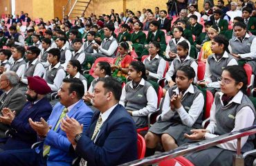 Dignitaries and students present on the occasion of the 156th Foundation Day programme of Sherwood College.