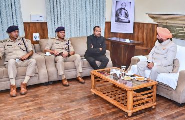 The Governor being apprised by the Haridwar district administration for the successful conduct of the Kanwar Yatra.