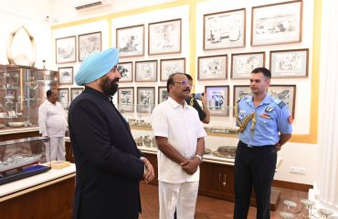 Governor Lt Gen Gurmit Singh (Retd) and Governor of Tripura Shri Indrasen Reddy Nallu visiting the Raj Bhawan Museum at Raj Bhawan Lucknow.