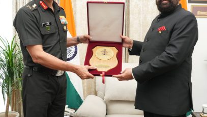 Lieutenant General D.S. Rana paying a courtesy call on the Governor.