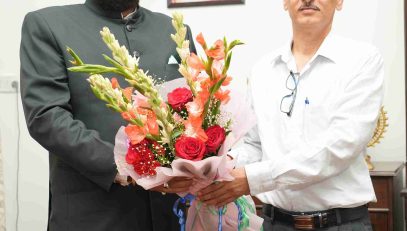Dr. C.S. Tomar, the newly appointed Director of Meteorological Center, Dehradun, paying a courtesy call on the Governor.