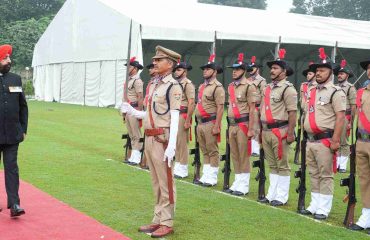 Governor inspecting the parade on the occasion of 79th Independence Day.