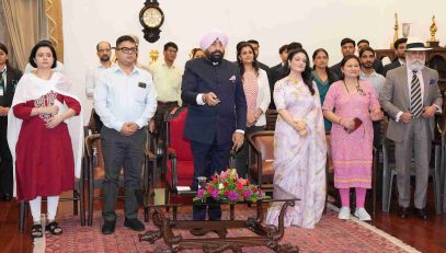 Governor inaugurating the podcast on the theme “Women Empowerment: One Consciousness, One Resolution” at Raj Bhawan.