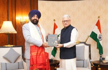 Governor, in conversation with Telangana Governor Shri Jishnu Dev Verma in Raj Bhawan Hyderabad.