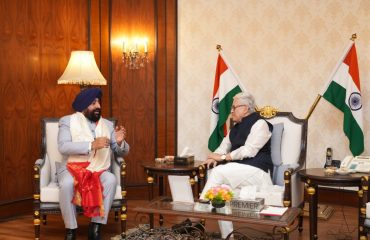 Governor, in conversation with Telangana Governor Shri Jishnu Dev Verma in Raj Bhawan Hyderabad.