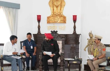 Governor listening to various problems of common citizens including ex-servicemen under the public meeting programme organised.