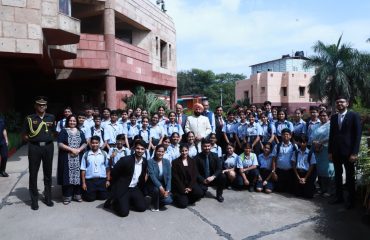 The Governor with students at a function held at USI in New Delhi