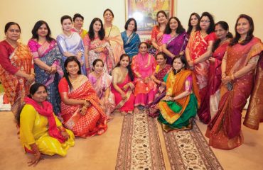 First Lady Mrs. Gurmeet Kaur participating with women on the Karva Chauth programme organised at Raj Bhawan.