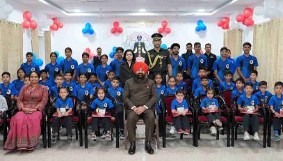 The Governor with children at the "Amrit Peedhi Samvad" program organized at the Raj Bhawan on the occasion of Children's Day.