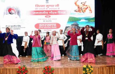 Students of Eklavya Girls Inter College presenting a captivating cultural program based on Jaunsari culture at the program.