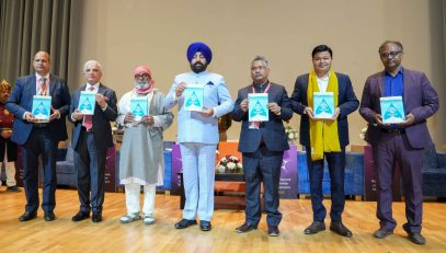 The Governor releasing the book Water Resources of Himalayan Region on the occasion of the program.
