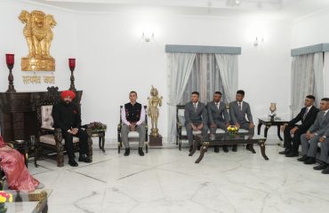 18 Officer Cadets from IMA paying a courtesy call on the Governor