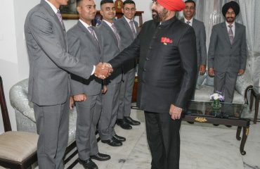 18 Officer Cadets from IMA paying a courtesy call on the Governor