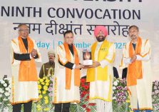 University Chairman Anuj Agarwal presenting a replica of the Brahmakamal flower to the Governor on the occasion of the 9th Convocation Ceremony of DIT University, Dehradun.;?>