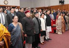 Dignitaries present at the oath-taking ceremony of the newly appointed Chief Justice of the Uttarakhand High Court, Shri Manoj Kumar Gupta.;?>