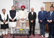 The Governor, Chief Minister, Cabinet Ministers, MLAs, and other dignitaries at the oath-taking ceremony of the newly appointed Chief Justice of the Uttarakhand High Court, Shri Manoj Kumar Gupta.;?>