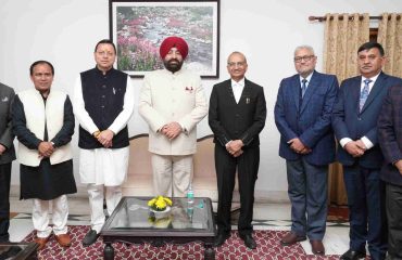 The Governor, Chief Minister, Cabinet Ministers, MLAs, and other dignitaries at the oath-taking ceremony of the newly appointed Chief Justice of the Uttarakhand High Court, Shri Manoj Kumar Gupta.