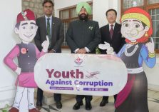 The Governor taking a photo at the selfie point during the 