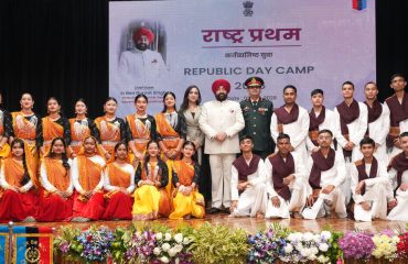The Governor with the NCC cadet performers.
