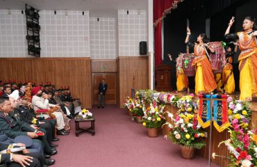 The Governor watching the cultural dance performance given by the NCC cadets