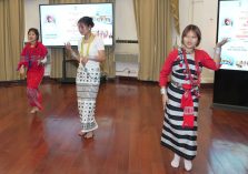 Student girls giving a captivating performance of folk dance