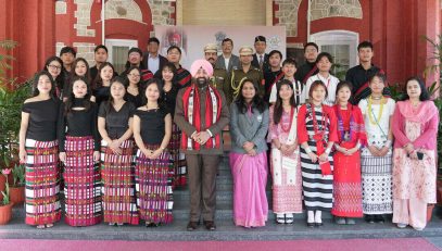 Governor with the students of the foundation day programme