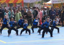 Children performing excellent Wushu feats at the Vasantotsav.