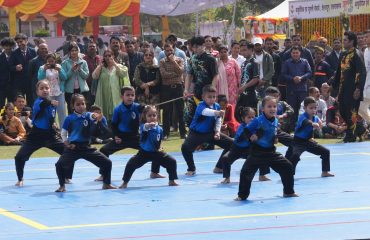 Children performing excellent Wushu feats at the Vasantotsav.