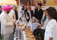 The Governor inspecting the flower exhibition and various stalls set up