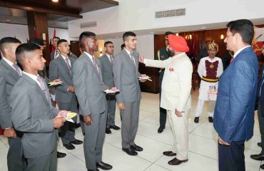 The Governor interacting with the Gentleman Cadets at the programme on “Indian Military Officers: As Nation Builders” at the Indian Military Academy.