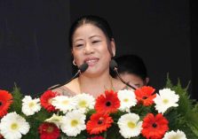 Renowned boxer and Olympic medalist Mary Kom addressing the 