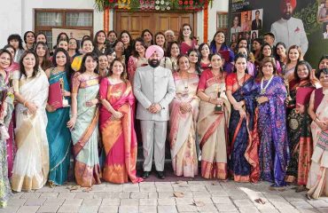 Governor and First Lady Smt. Gurmeet Kaur with women entrepreneurs who have made outstanding contributions in various fields, on the occasion of the 