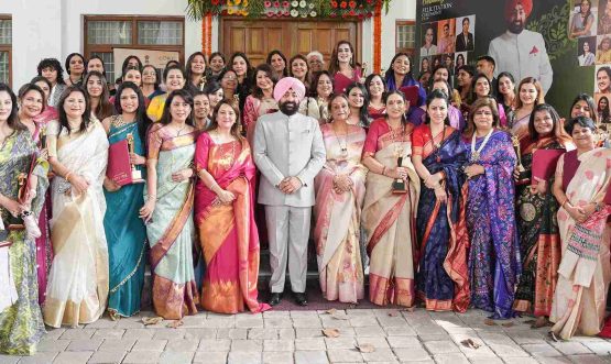 Governor and First Lady Smt. Gurmeet Kaur with women entrepreneurs who have made outstanding contributions in various fields, on the occasion of the 