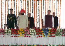 Governor participating in the swearing-in ceremony organized at Lok Bhavan.