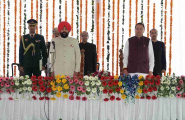 Governor participating in the swearing-in ceremony organized at Lok Bhavan.