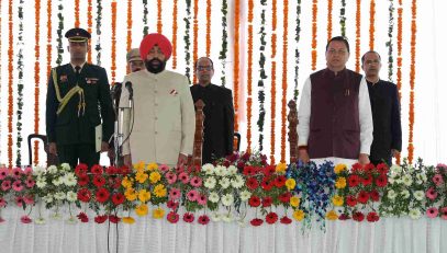 Governor participating in the swearing-in ceremony organized at Lok Bhavan.