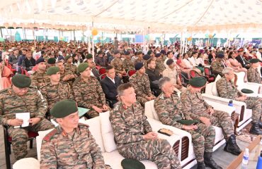 ⁠ ⁠Army soldiers and people present at the rally of ex-servicemen and a program organized for military families in Pithoragarh.